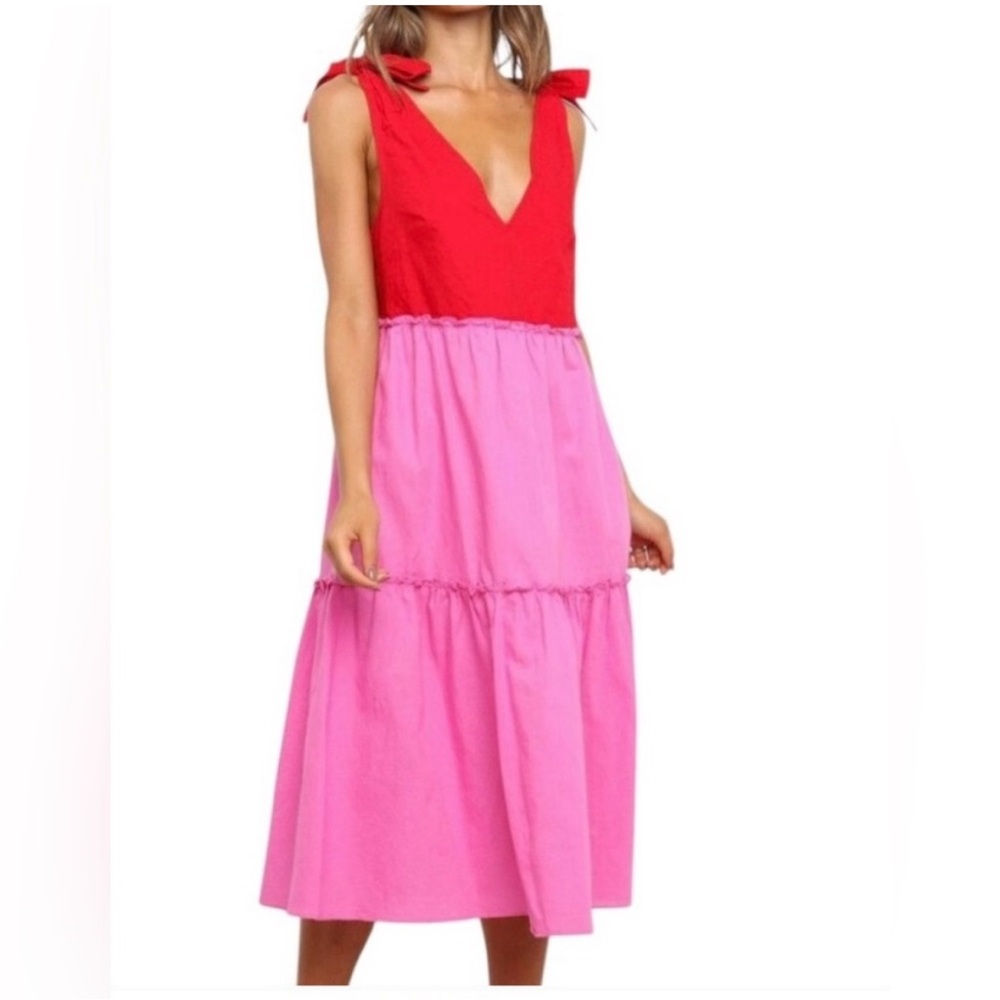 RED PINK MIDI DRESS PETAL & PUP